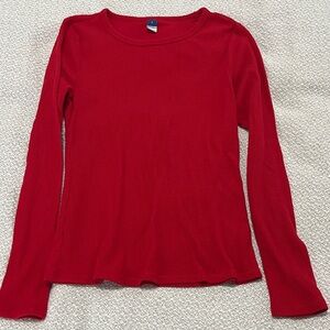 Old Navy Red Ribbed Long-Sleeve Tee